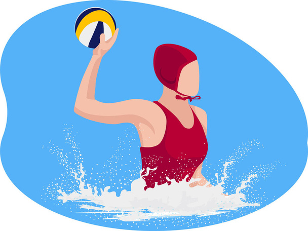 Water volleyball player beautiful illustration - Vector, Image