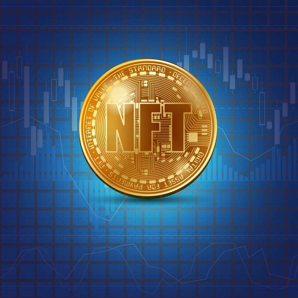 NFT golden coin background - Vector, Imagen