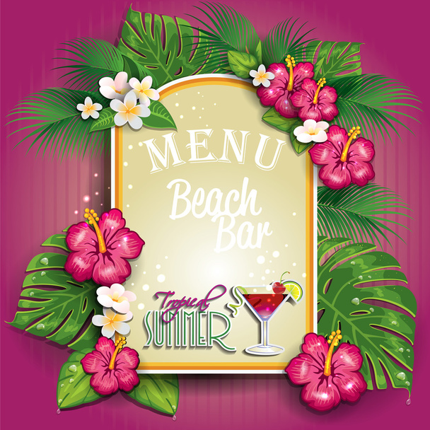 Menu beach bar - Vector, Image