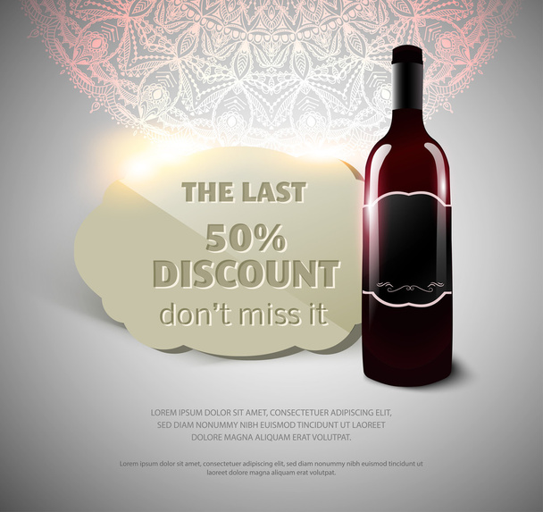 Wine with label - Vector, Image