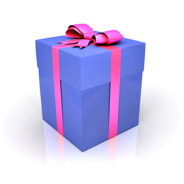 Blue gift box with ribbon - Foto, afbeelding