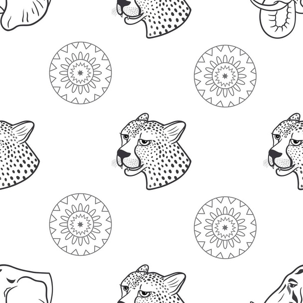 vector graphic seamless pattern with african animals ona white background - Vektor, obrázek