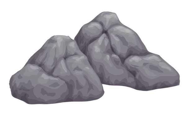 Pedra cinza no fundo branco imagem isolada - Vetor, Imagem
