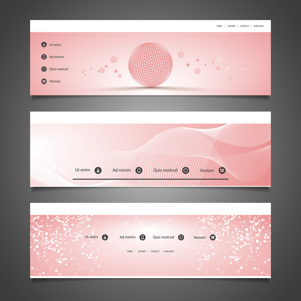 Web Design Elements - Header Designs with Abstract Pattern - Vector, afbeelding