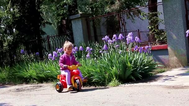Girl is enjoying in riding her tricycle. - Footage, Video