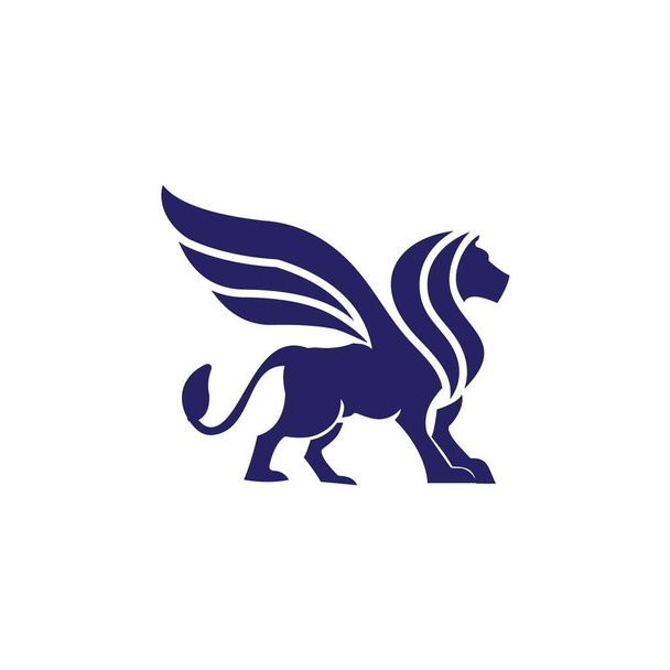 Kanatlı aslan mavisi logo özel tasarım ilham - Vektör, Görsel