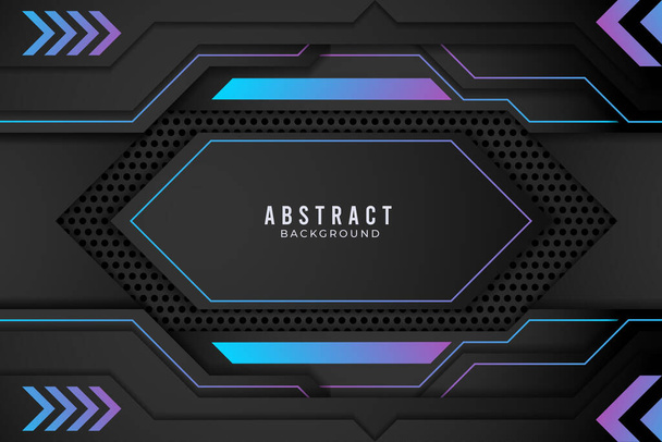 Blue And Black Abstract Metallic Design Tech Innovation Concept. Premium Vector - Vector, Image