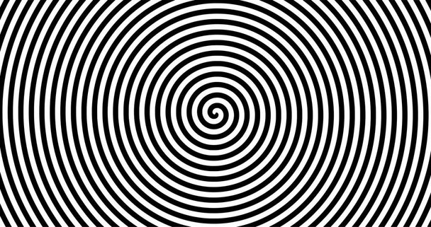 Fekete-fehér spirál hipnotikus háttér. Hipnózis spirál minta. Optikai illúziós stílus tervezés. - Vektor, kép
