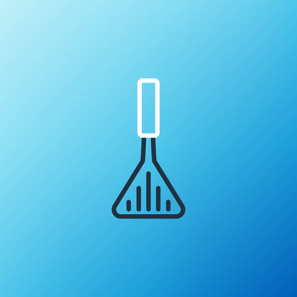 Line Barbecue spatula icon isolated on blue background. Kitchen spatula icon. BBQ spatula sign. Barbecue and grill tool. Colorful outline concept. Vector. - Vector, imagen