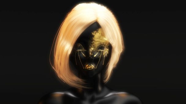 Artistic 3D Illustration of a Female Face - Fotoğraf, Görsel