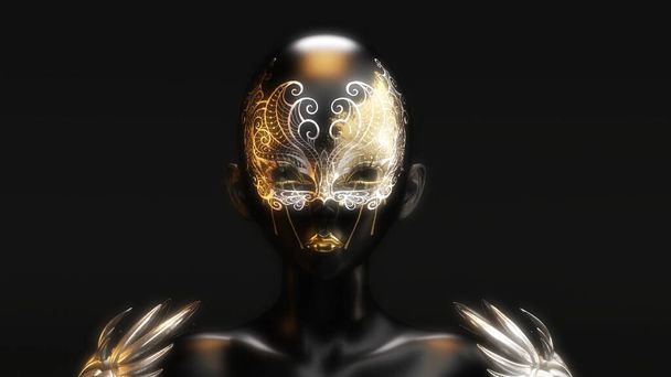 Artistic 3D Illustration of a Female Face - 写真・画像
