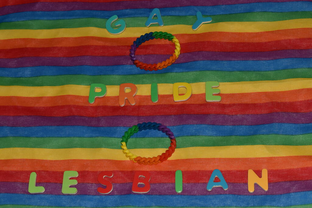Vaduz Liechtenstein 3 sierpień 2021 Znaki tekstury i płci na tęczowej fladze dumy LGBTQ - Zdjęcie, obraz