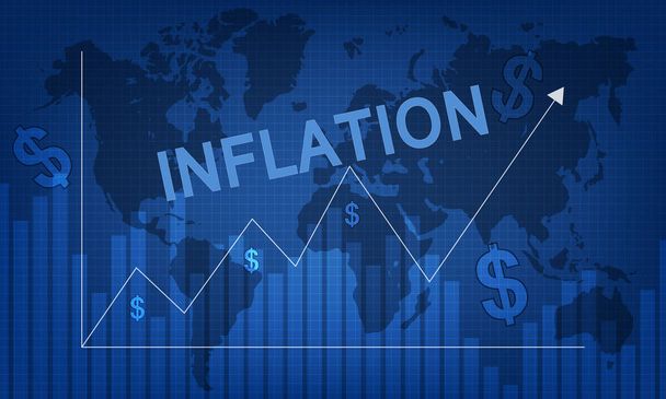 パンデミックによる世界的なインフレの背景。インフレ率の上昇を示すグラフ世界的な背景概念 - ベクター画像
