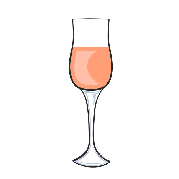 Handgezeichnetes Glas Weißwein isoliert auf Weiß für Design, Vektor-Illustration - Vektor, Bild