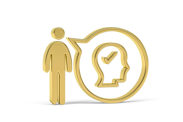 Golden icona psicologo 3d isolato su sfondo bianco - rendering 3D - Foto, immagini