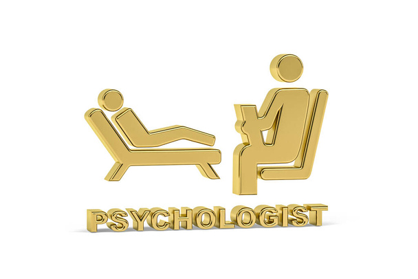 Golden 3D psycholog ikona izolované na bílém pozadí - 3D vykreslení - Fotografie, Obrázek