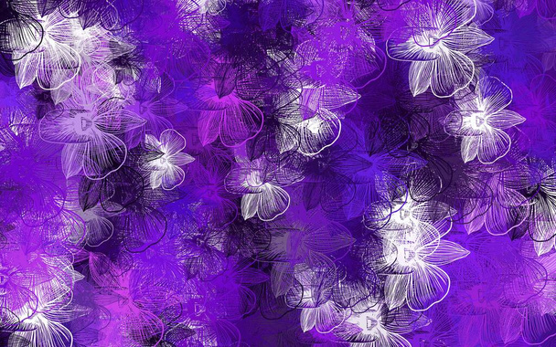 Light Purple vector doodle background with flowers. Decorative design of flowers on white background. Brand new style for your business design. - Vector, imagen