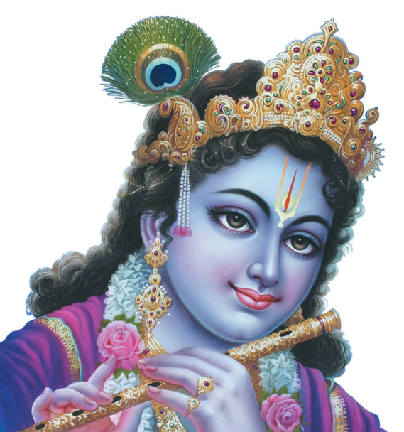 Deus indiano Lord Krishna com sua flauta fazendo músicas mágicas - Foto, Imagem