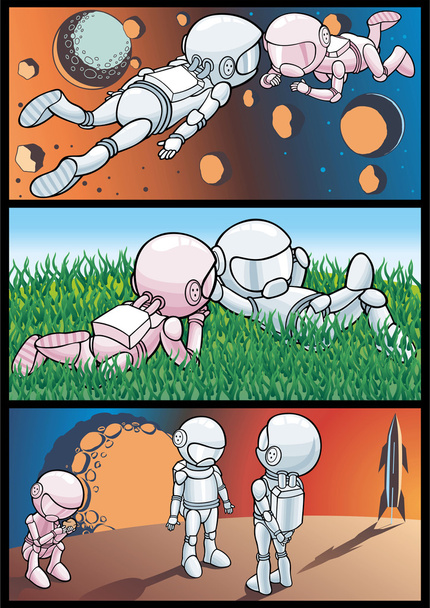 Cosmos and astronauts - Vector, Image