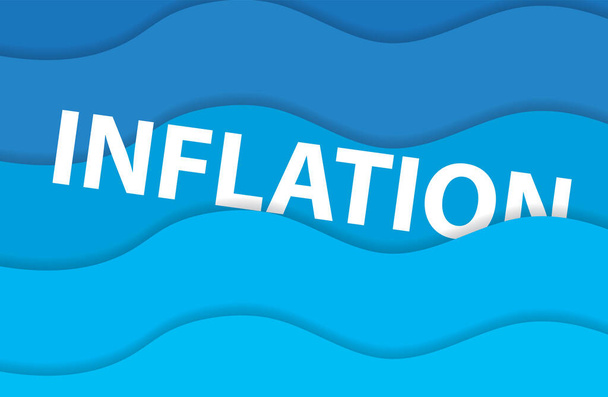 Enflasyon konsepti, deniz dalgalarında yüzen kelime - vektör çizimi - Vektör, Görsel