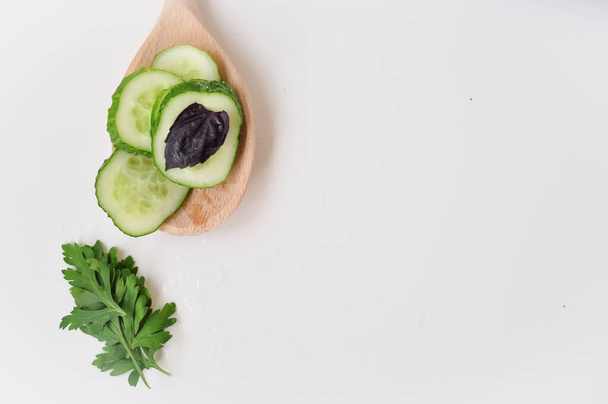 зеленый свежий огурец для здорового питания и диеты, пространство для копирования - Фото, изображение