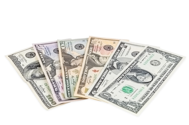 zestaw banknotów dolara na białym tle - Zdjęcie, obraz
