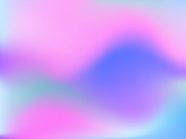 Holographic background. Bright smooth mesh blurred futuristic pattern in pink, blue, green colors. Fashionable ad vector. Intensive gradient of holographic spectrum for printed products, covers. - Vector, Image