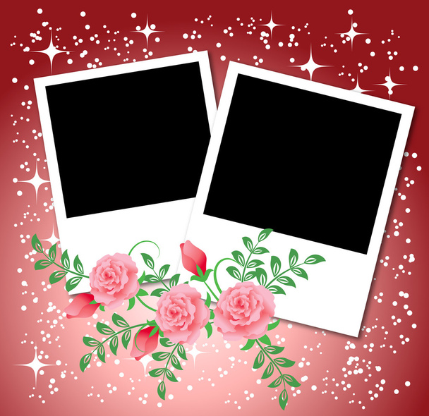 Page layout photo album with roses - ベクター画像