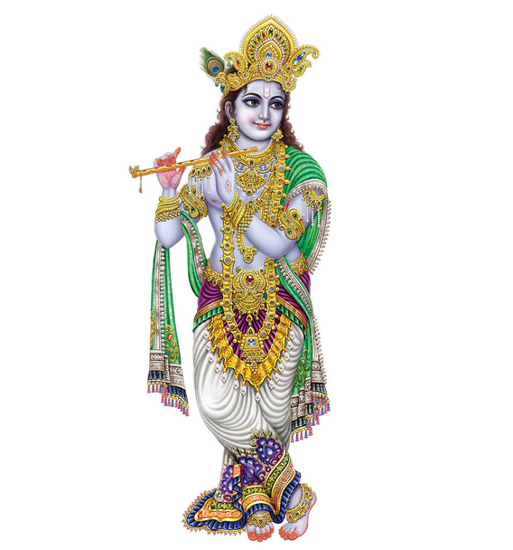 Deus indiano Lord Krishna com sua flauta fazendo músicas mágicas - Foto, Imagem