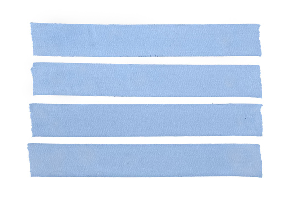 Group of four blue blank cloth tape isolated on white background. Mock up template - Photo, Image