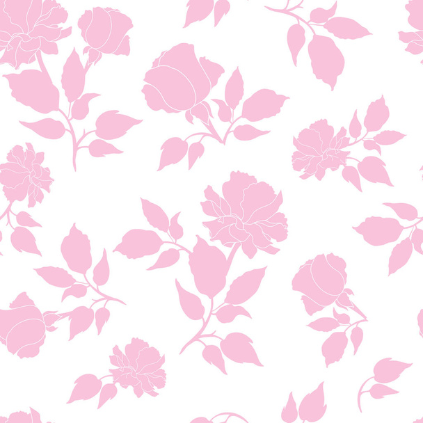 Pink Roses Seamless Pattern Background. - Vector, Image