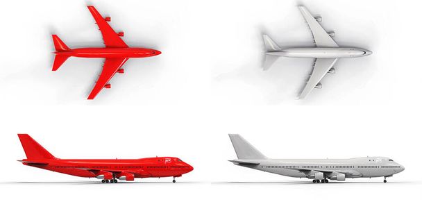 3D illusztráció. Nagyméretű, nagy kapacitású személyszállító légi járművek hosszú transzatlanti repüléshez - Fotó, kép