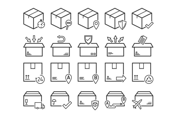 Cargo and Mail Delivery icons. Warehouse. Vector set - Vector, Image