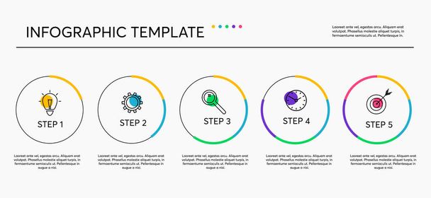 Simple colorful vector infographic with 5 options, steps or processes. Minimalist infographics business concept for presentation, report, workflow, strategy. Business data visualization. - Vector, Image
