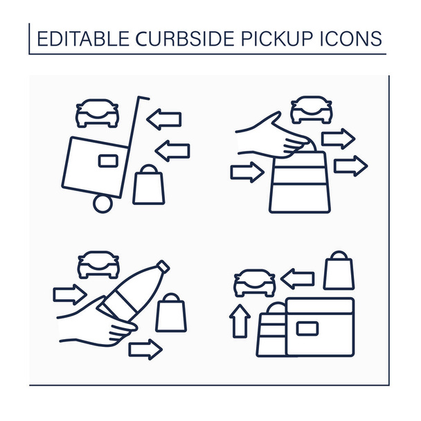 Curbside pick-up linea di icone impostato - Vettoriali, immagini