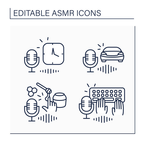 Набор значков линий ASMR - Вектор,изображение