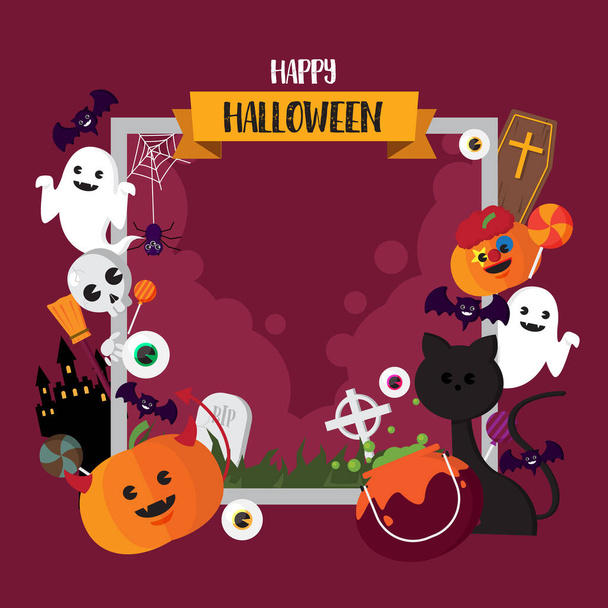 Halloween icon Pumpkin and Witch Hat and Ghost set illustrations - Vector, Image