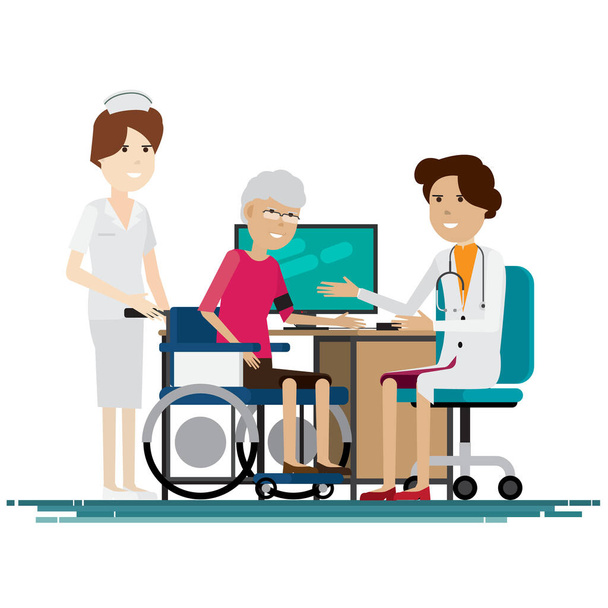 Doctor medical with grandmother  Vector illustration - Vector, Image