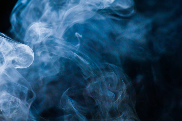 Fluffy Puffs of Smoke and Fog on Black Background - Valokuva, kuva