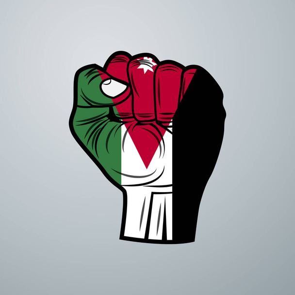 Флаг Иордании с дизайном руки изолирован на белом фоне. Векторная иллюстрация - Вектор,изображение