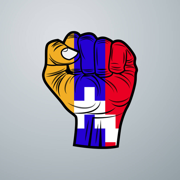 Nagorno Karabakh Flag with Hand Design isolated on white background. Vector illustration - Vector, Image