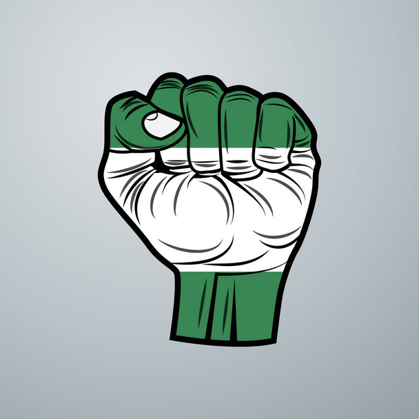 Bandeira da Nigéria com design de mão isolado no fundo branco. Ilustração vetorial - Vetor, Imagem