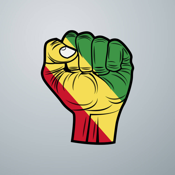 Republic of the Congo Flag with Hand Design elszigetelt fehér háttérrel. Vektorillusztráció - Vektor, kép