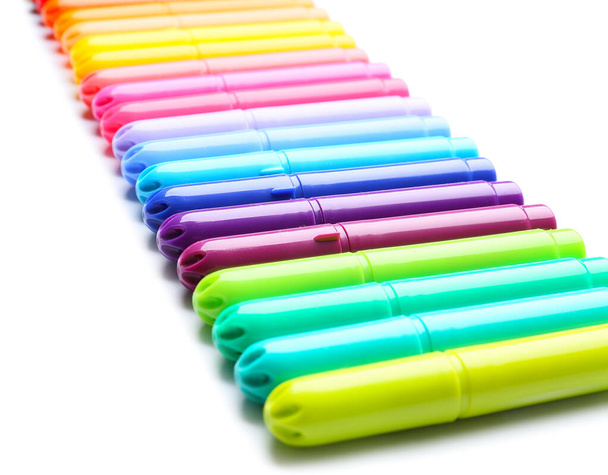 Colorful markers on white background - Photo, Image