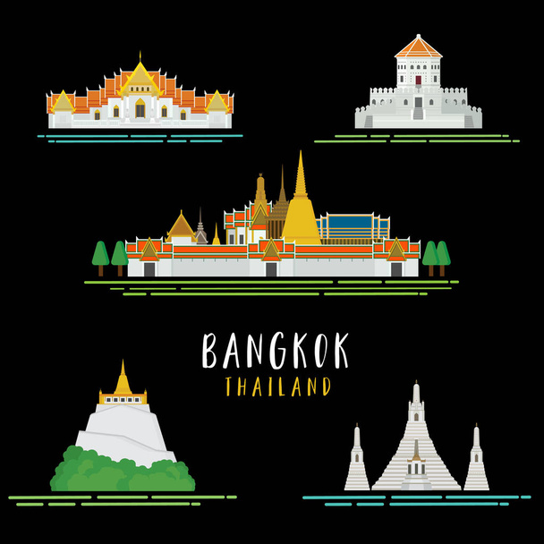Viajar alrededor en Bangkok icono Monumentos arquitectura diseño ilustración vector. - Vector, imagen