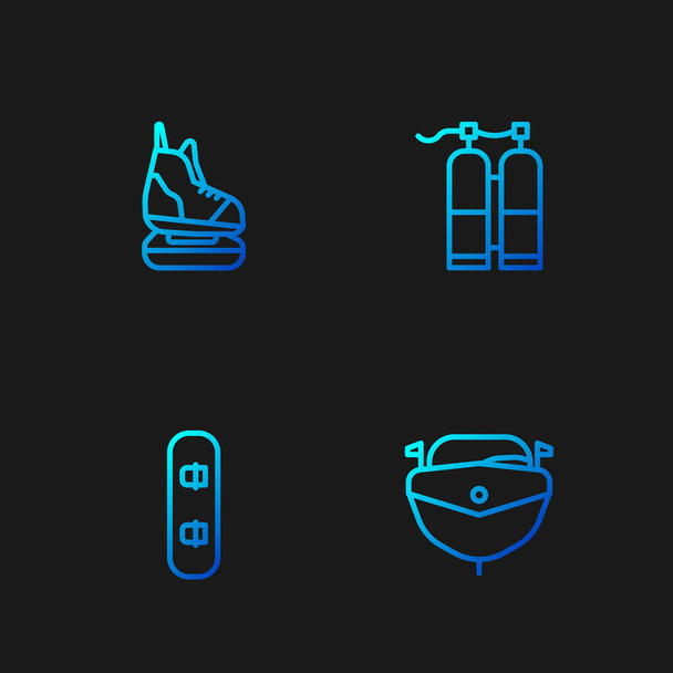 Cap sur Speedboat, Snowboard, Skates et Aqualung. Icônes de couleurs dégradées. Vecteur - Vecteur, image