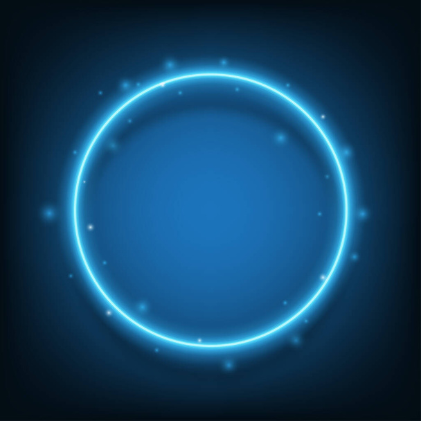 Vector round shiny frame background. Magic glowing circular star rays and beams of glitter. - Vector, Image