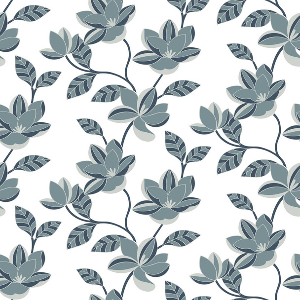 Padrão floral têxtil sem costura com cores monocromáticas - Vetor, Imagem