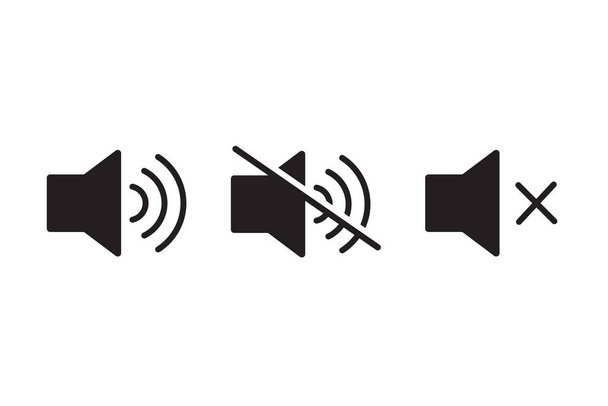 volumen de sonido y silencio conjunto icono silencioso Símbolo de sonido apagado para su diseño web, logotipo, interfaz de usuario. ilustración - Vector, Imagen