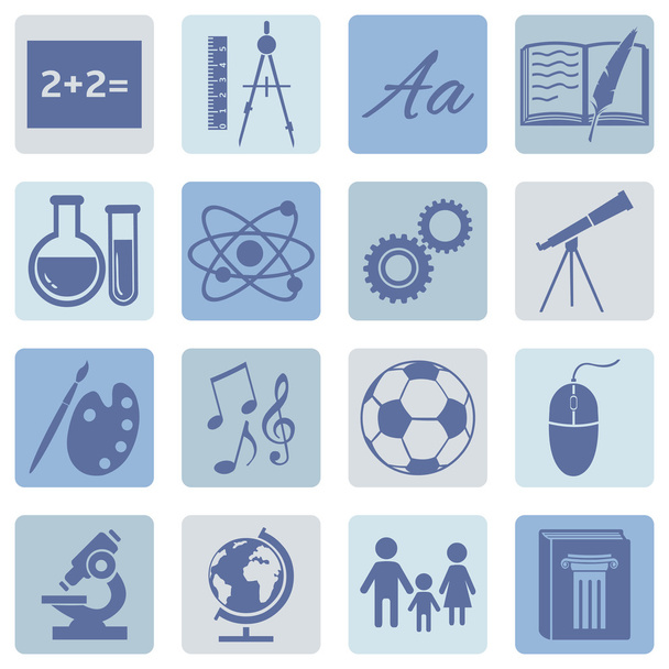 Symbole der Schulfächer - Vektor, Bild